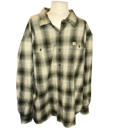 Men Carhartt LOOSE FIT HEAVYWEIGHT FLANNEL LONG-SLEEVE PLAID SHIRT 2XL XXL - Picture 1 of 4